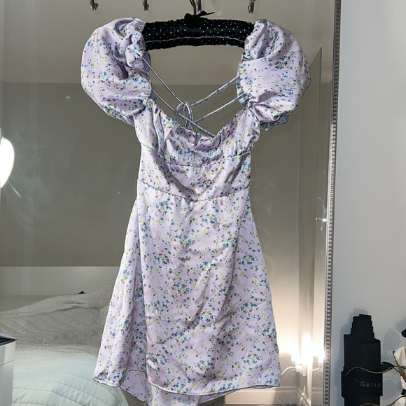 ZARA milkmaid satin effect floral mini dress - Picture 5 of 6